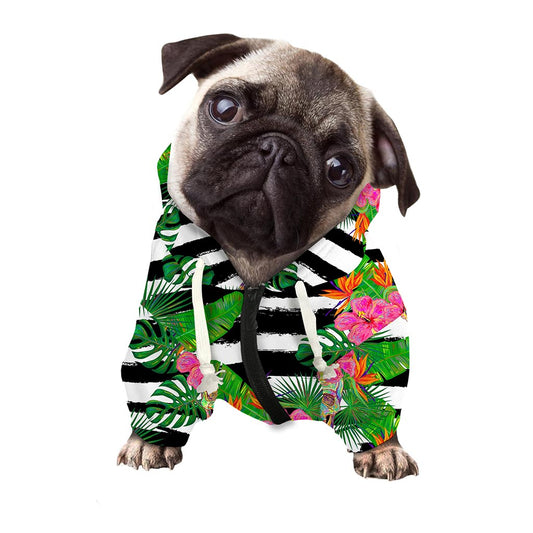 Aloha Skull Striped Pattern Print Dog Zip Up Hoodie