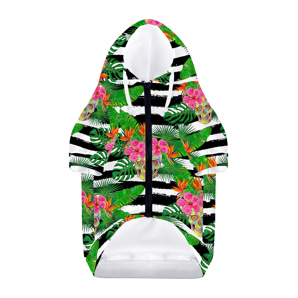 Aloha Skull Striped Pattern Print Dog Zip Up Hoodie