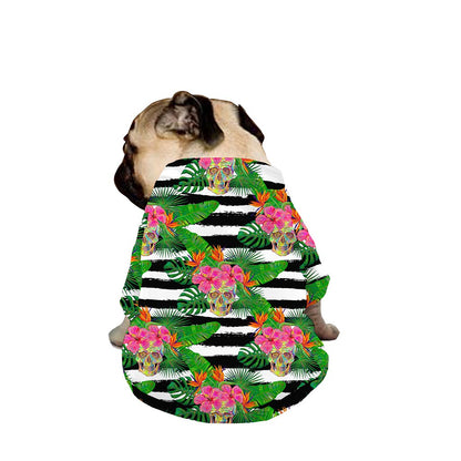 Aloha Skull Striped Pattern Print Dog Zip Up Jacket