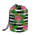 Aloha Skull Striped Pattern Print Drawstring Makeup Bag