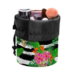 Aloha Skull Striped Pattern Print Drawstring Makeup Bag