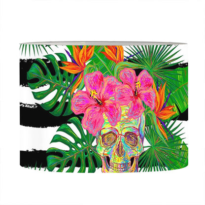 Aloha Skull Striped Pattern Print Drum Lamp Shade