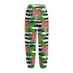Aloha Skull Striped Pattern Print Fleece Lined Knit Pants