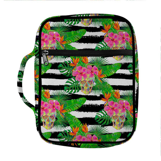 Aloha Skull Striped Pattern Print Front Pocket Bible Bag
