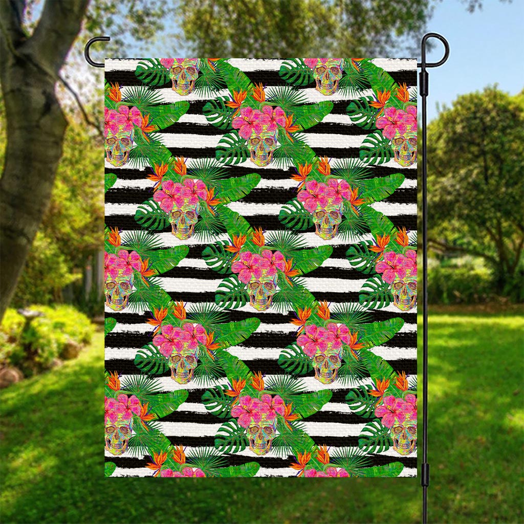 Aloha Skull Striped Pattern Print Garden Flag