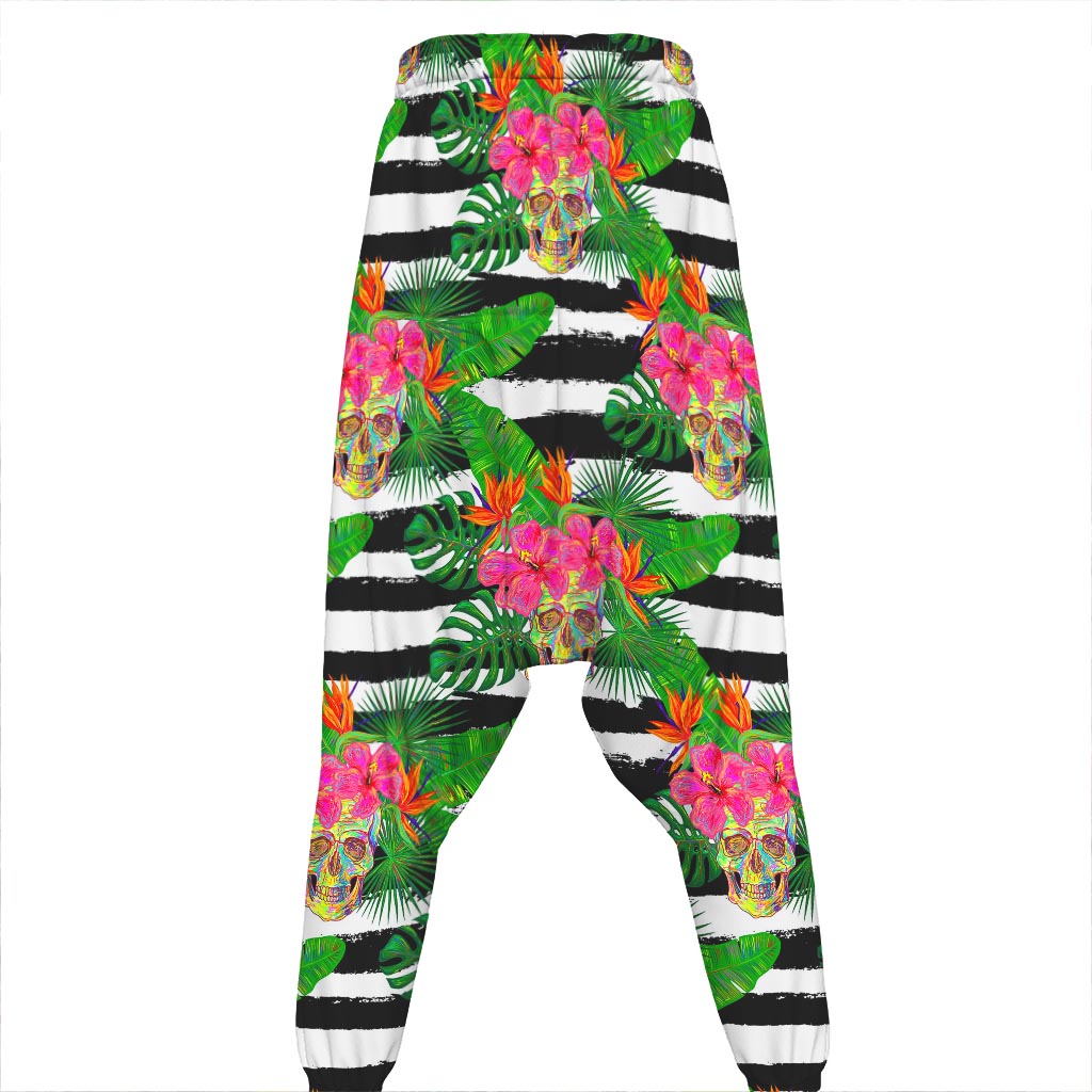 Aloha Skull Striped Pattern Print Hammer Pants