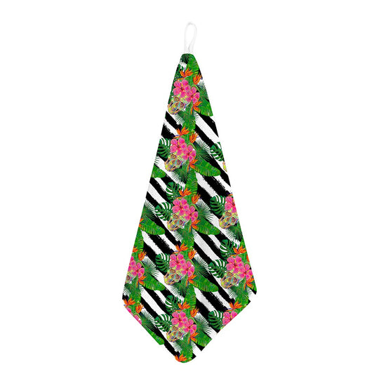 Aloha Skull Striped Pattern Print Hand Towel