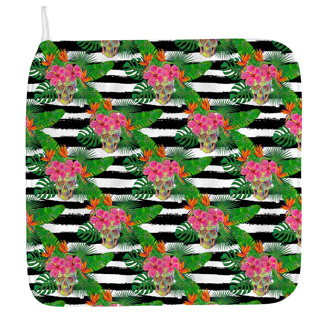 Aloha Skull Striped Pattern Print Hand Towel
