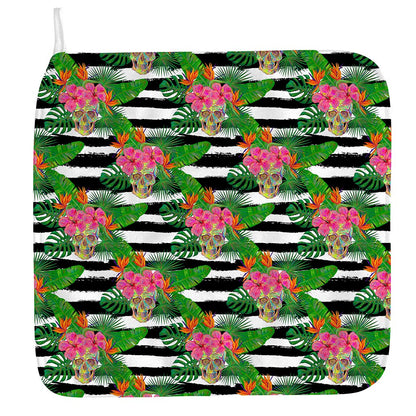 Aloha Skull Striped Pattern Print Hand Towel