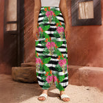 Aloha Skull Striped Pattern Print Harem Pants