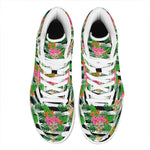Aloha Skull Striped Pattern Print High Top Leather Sneakers