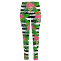 Aloha Skull Striped Pattern Print High-Waisted Pocket Leggings