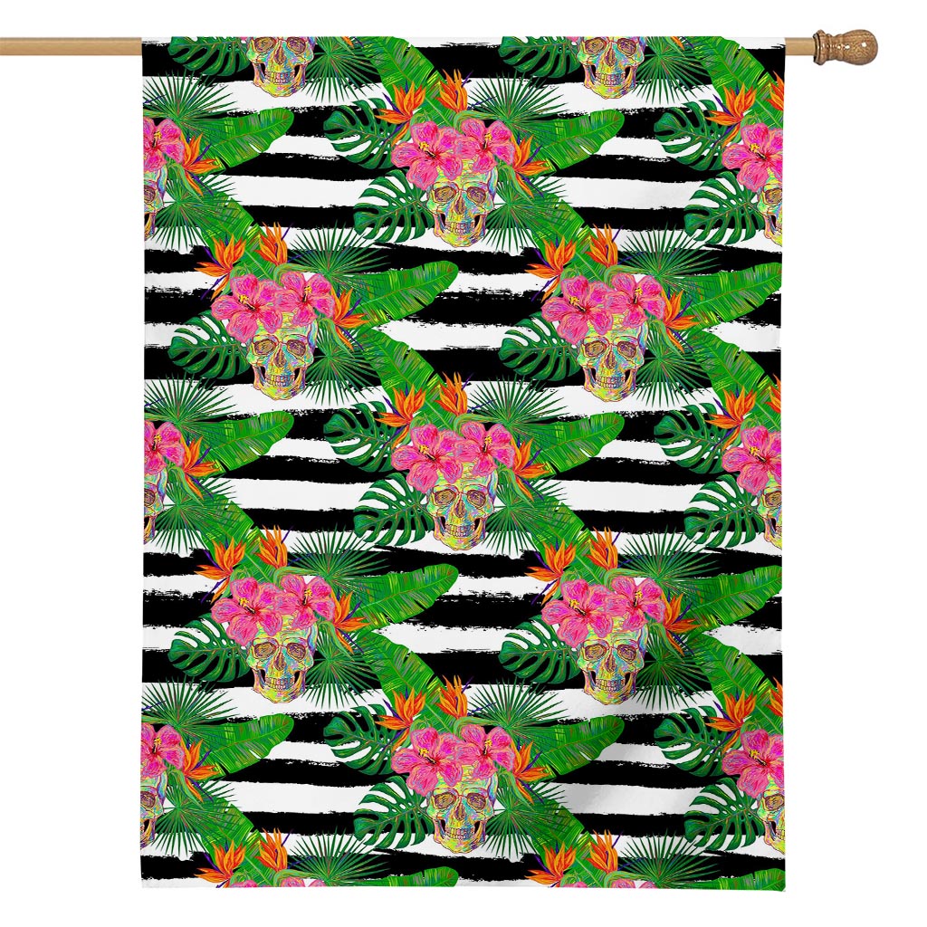 Aloha Skull Striped Pattern Print House Flag
