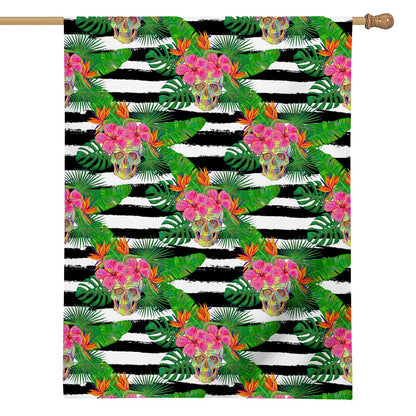 Aloha Skull Striped Pattern Print House Flag