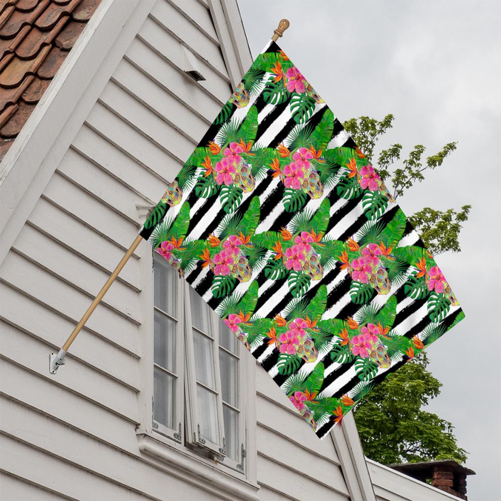 Aloha Skull Striped Pattern Print House Flag