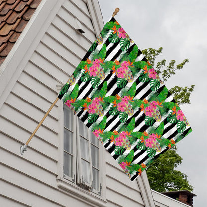 Aloha Skull Striped Pattern Print House Flag