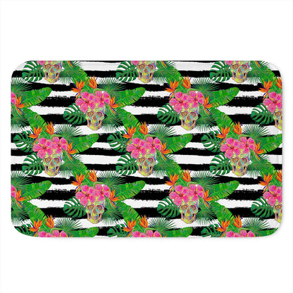 Aloha Skull Striped Pattern Print Indoor Door Mat