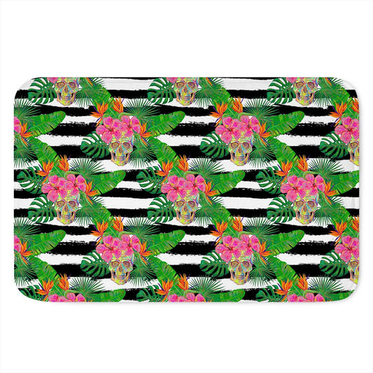 Aloha Skull Striped Pattern Print Indoor Door Mat