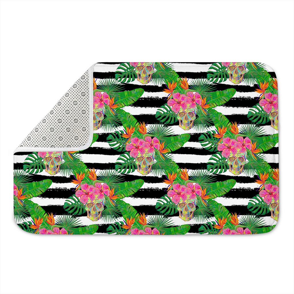 Aloha Skull Striped Pattern Print Indoor Door Mat