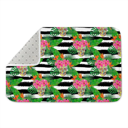 Aloha Skull Striped Pattern Print Indoor Door Mat
