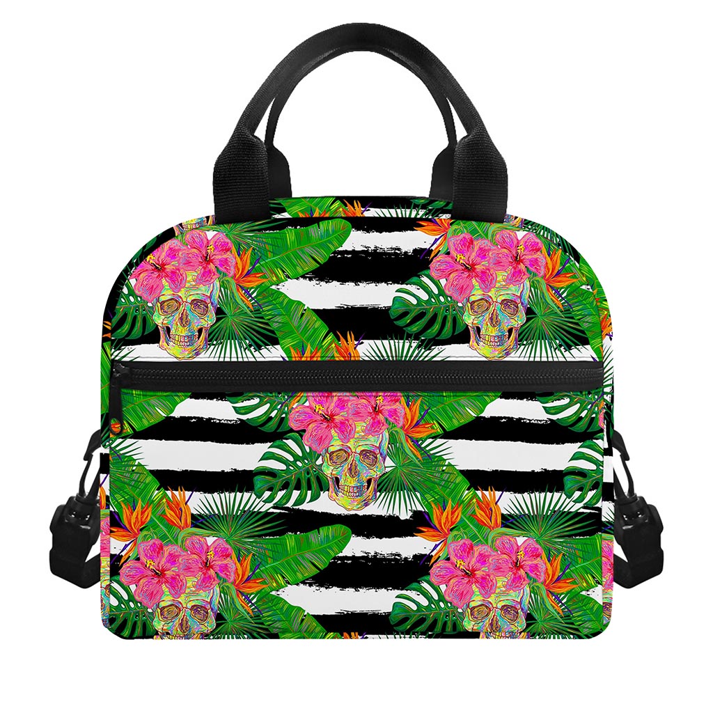 Aloha Skull Striped Pattern Print Insulated Lunch Bag