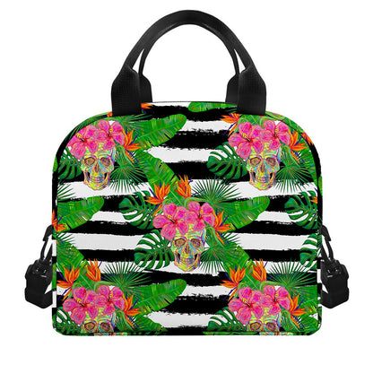Aloha Skull Striped Pattern Print Insulated Lunch Bag