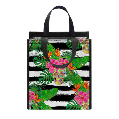 Aloha Skull Striped Pattern Print Insulated Lunch Tote