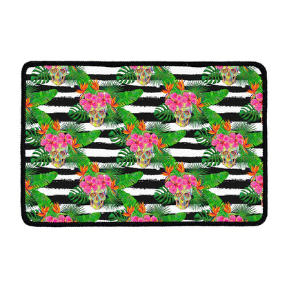 Aloha Skull Striped Pattern Print Kitchen Mat