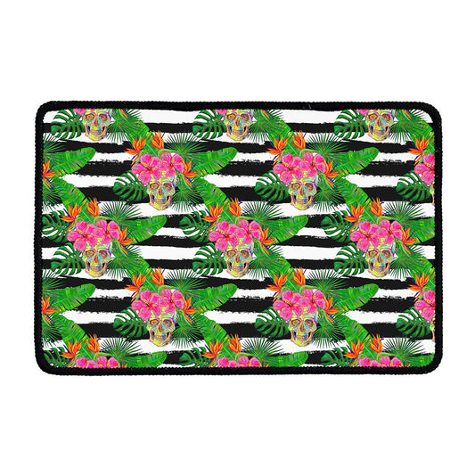 Aloha Skull Striped Pattern Print Kitchen Mat