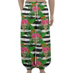 Aloha Skull Striped Pattern Print Lantern Pants