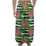 Aloha Skull Striped Pattern Print Lantern Pants