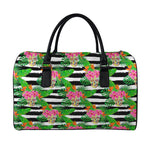 Aloha Skull Striped Pattern Print Leather Duffle Bag