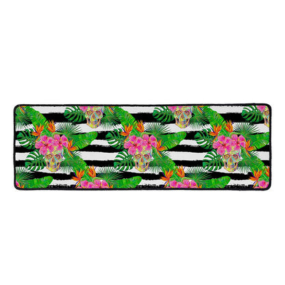 Aloha Skull Striped Pattern Print Long Kitchen Mat