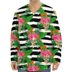 Aloha Skull Striped Pattern Print Long Sleeve Baseball Jersey