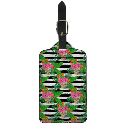 Aloha Skull Striped Pattern Print Luggage Tag
