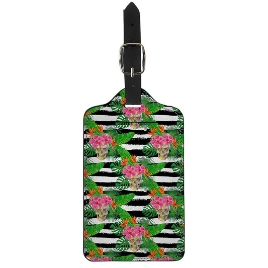 Aloha Skull Striped Pattern Print Luggage Tag