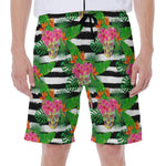 Aloha Skull Striped Pattern Print Men's Beach Shorts