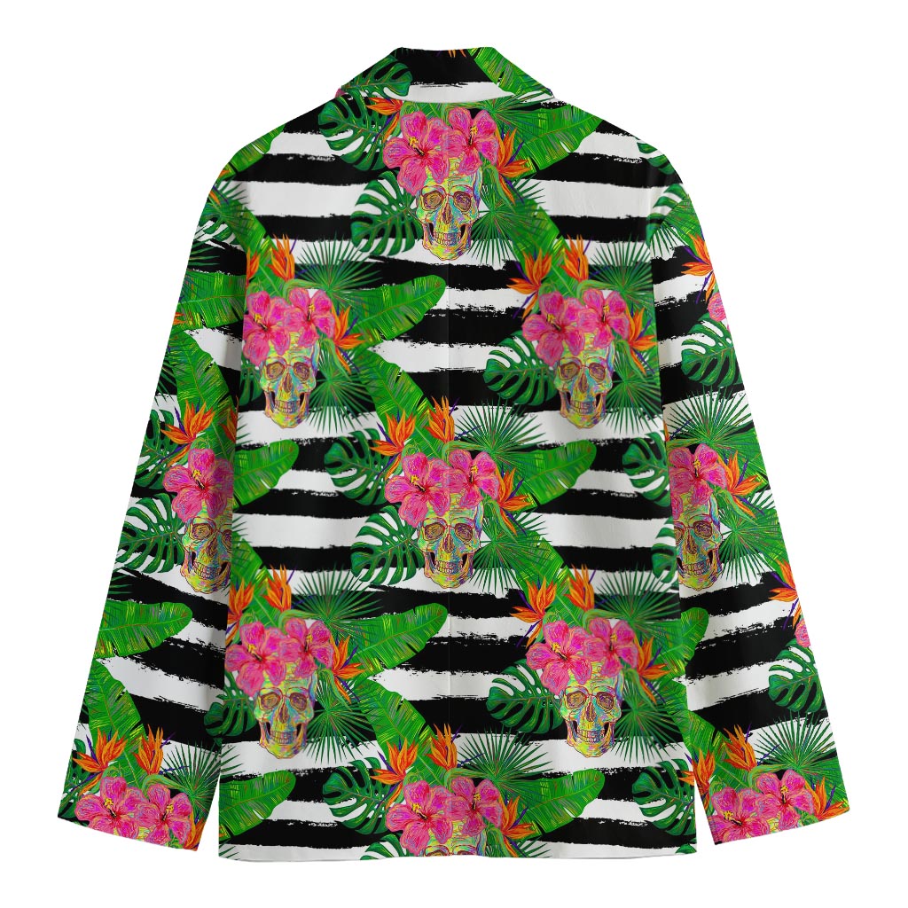 Aloha Skull Striped Pattern Print Men's Blazer
