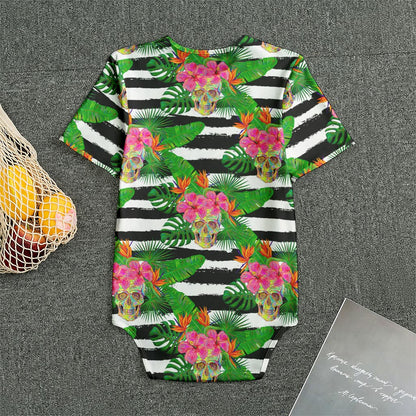 Aloha Skull Striped Pattern Print Men's Bodysuit
