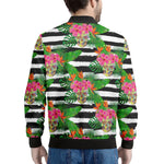 Aloha Skull Striped Pattern Print Men's Bomber Jacket