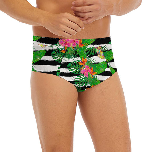 Aloha Skull Striped Pattern Print Men's Briefs