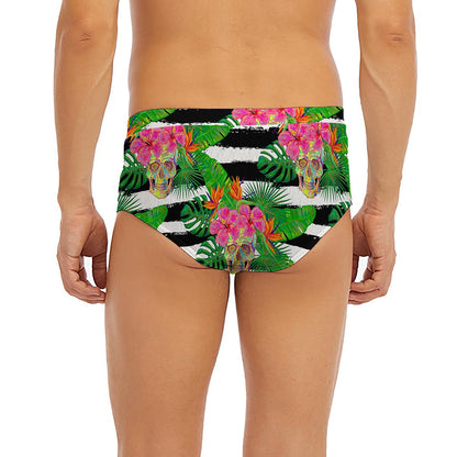 Aloha Skull Striped Pattern Print Men's Briefs
