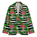 Aloha Skull Striped Pattern Print Men's Cotton Blazer
