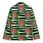 Aloha Skull Striped Pattern Print Men's Cotton Blazer