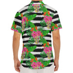 Aloha Skull Striped Pattern Print Men's Deep V-Neck Shirt