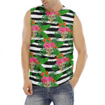 Aloha Skull Striped Pattern Print Men's Fitness Tank Top