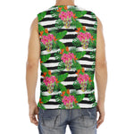 Aloha Skull Striped Pattern Print Men's Fitness Tank Top