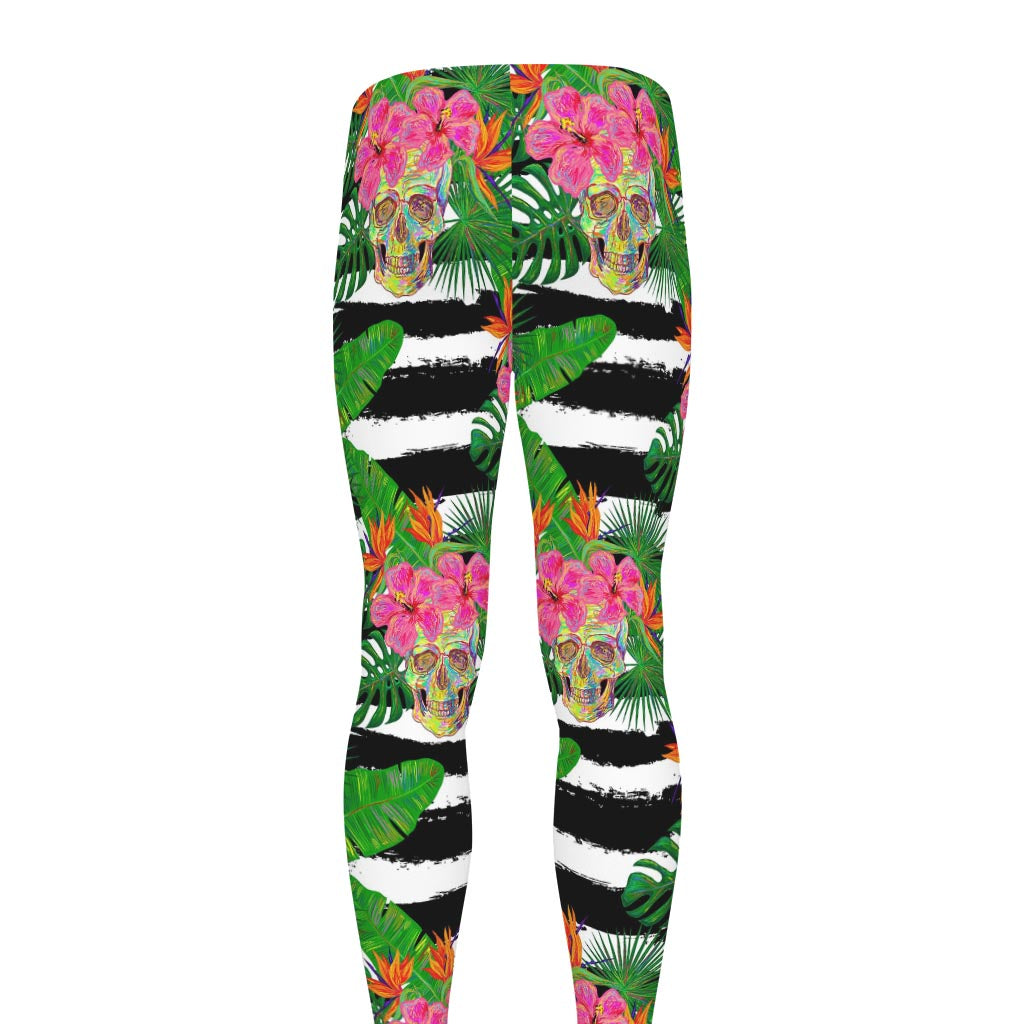 Aloha Skull Striped Pattern Print Men's leggings