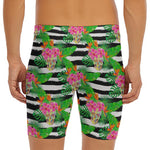 Aloha Skull Striped Pattern Print Men's Long Boxer Briefs