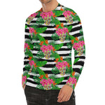 Aloha Skull Striped Pattern Print Men's Long Sleeve Rash Guard